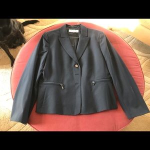 Women’s Navy Blue Pinstripe Skirtsuit.